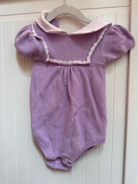 Janie and Jack Lavender Knit One-Piece with white Collar